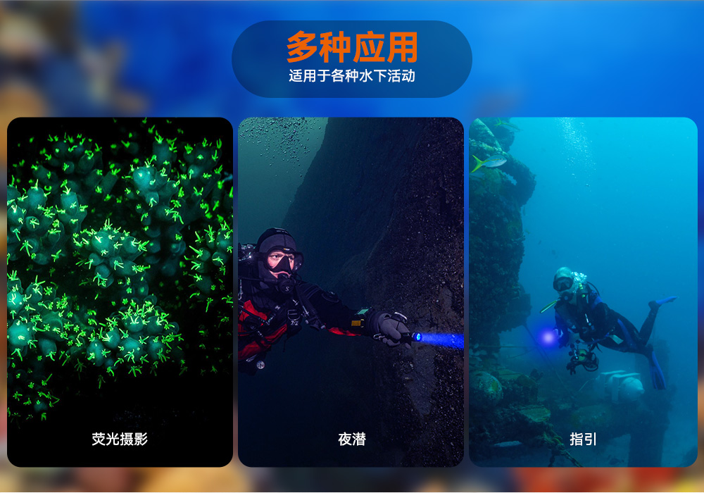 D530藍光手電筒 潛水攝影照明_潛水照明_水下攝影照明_潛(qián)水攝影補光燈_ 久久国产三级精品OrcaTorch